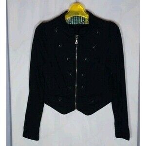 Forever 21 Twist Cirque Jacket Sz M Black Cropped Y2K 2009 Whimsigoth Punk